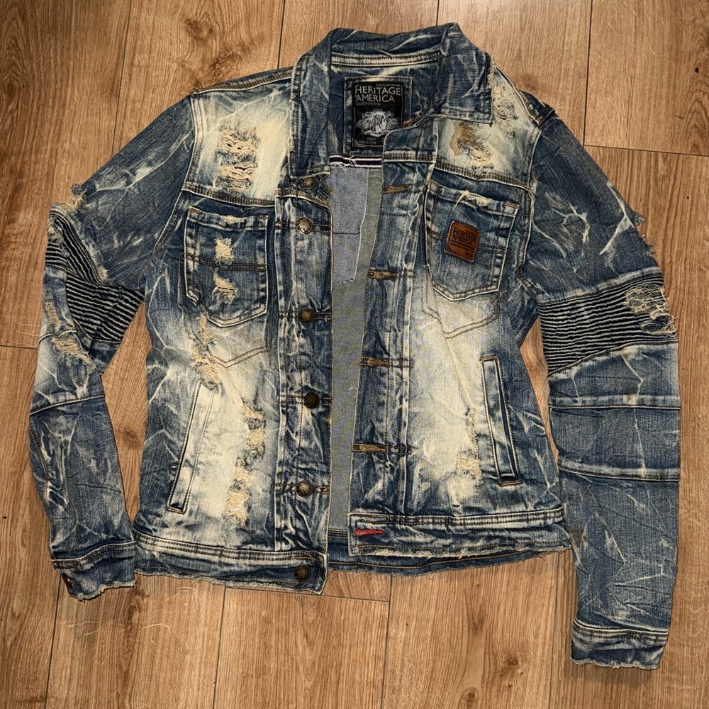 Heritage America Distressed Blue Denim Jacket